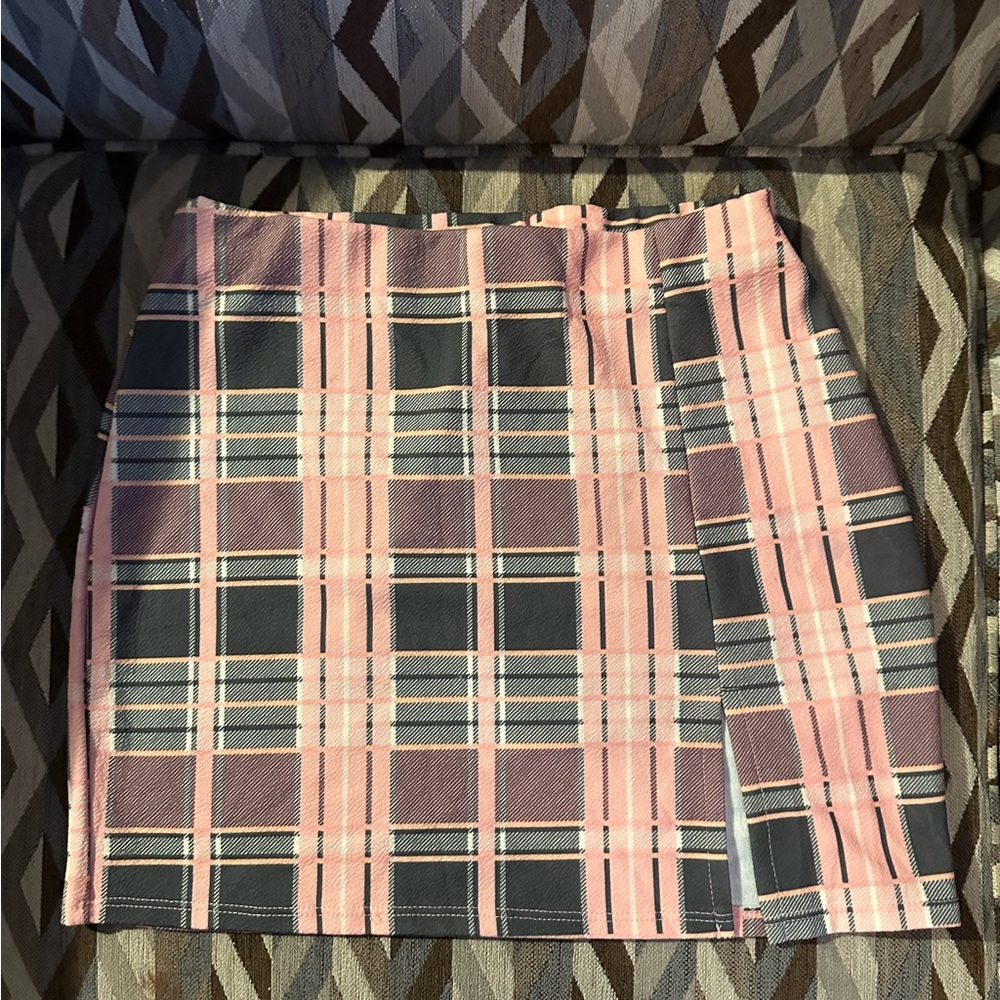 Pink Plaid Mini Skirt